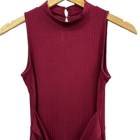 Venus Cranberry Sleeveless Ribbed Bodycon Dress, M - Picture 7 of 8